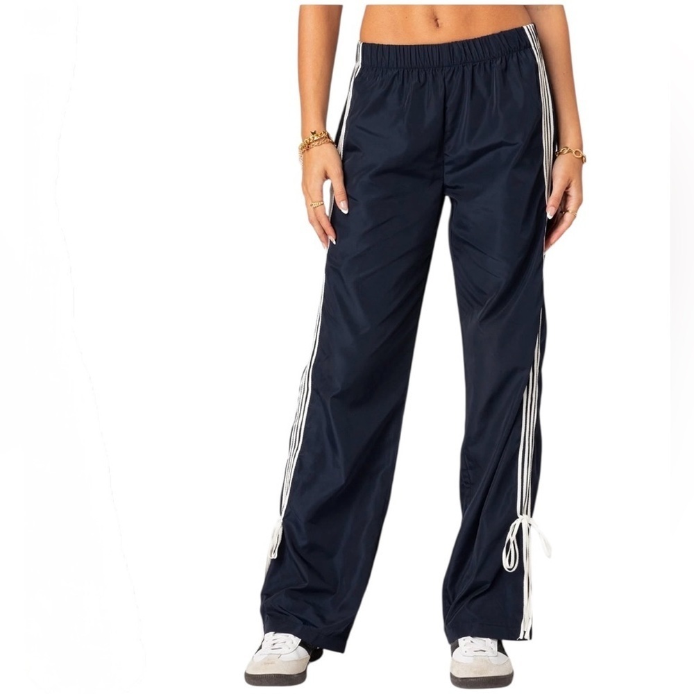 Edikted Remy Ribbon Track Pants – Navy – Size Large – NWT
